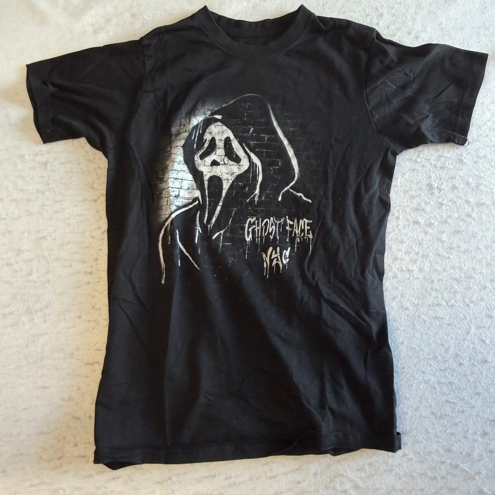 Ghost Face Graphic T-Shirt Unisex Small Black Scream Horror Movie Slasher Tee